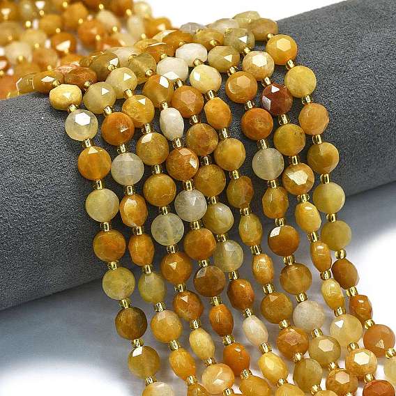 Природный Топаз нефрита бисер нитей, граненый шестиугольный разрез, плоско-круглые, с бисером