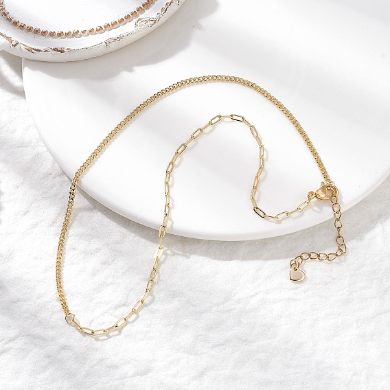 Латунные цепочки-панцирные цепочки и цепочки-скрепки с 201 подвесками в виде сердечек из нержавеющей стали на концах