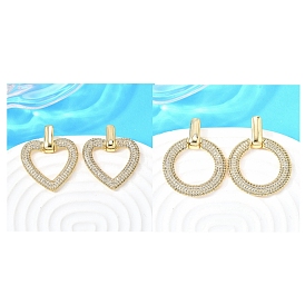 Серьги-гвоздики из латунного микро-паве, без кадмия и без свинца, стойки покрытие, реальный 18 k позолоченный