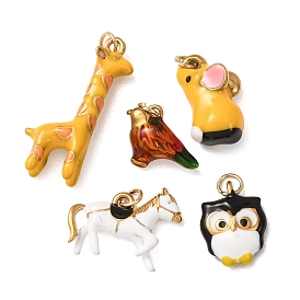304 Edelstahl Anhänger, mit Emaille, Tieranhänger, Ionenbeschichtung (ip), golden