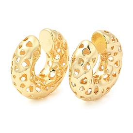 Brass Hollow Round Cuff Earrings, Long-Lasting Plated, Lead Free & Cadmium Free