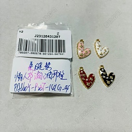 8 pcs 4 couleurs pendentifs en alliage d'émail, avec des perles abs d'imitation de perles, dieu de la lumière, coeur avec breloque fleur