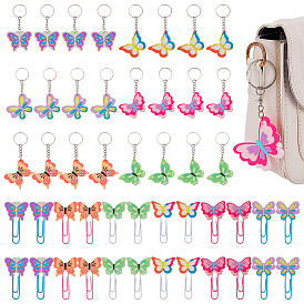 24 шт. брелки-подвески в виде бабочек из ПВХ, с 24шт. ПВХ скрепка