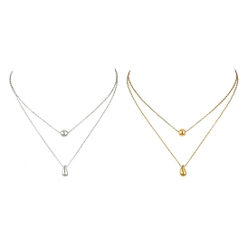 304 Подвеска в форме капли из нержавеющей стали, цепочка с двухслойным кулоном, ожерелье для женщин