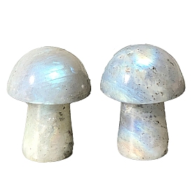 Natural Labradorite Mushroom Figurines, for Home Office Desktop Decoration