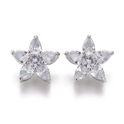 Пуговицы на хвостовике из латуни с микропейвом и прозрачным кубическим цирконием, звезда