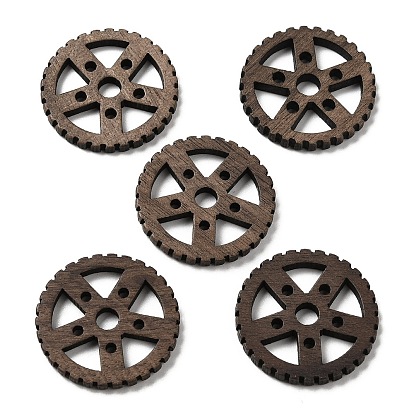 Walnut Wood Hollow Pendants, Gear Charms, Undyed