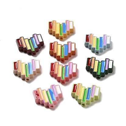 Baking Paint Acrylic Beads, with Enamel, Rainbow Color Pride Heart