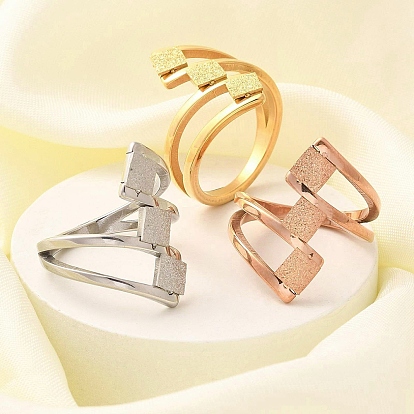 Текстурированный ромб 304 перстень из нержавеющей стали для женщин, ионное покрытие (ip)