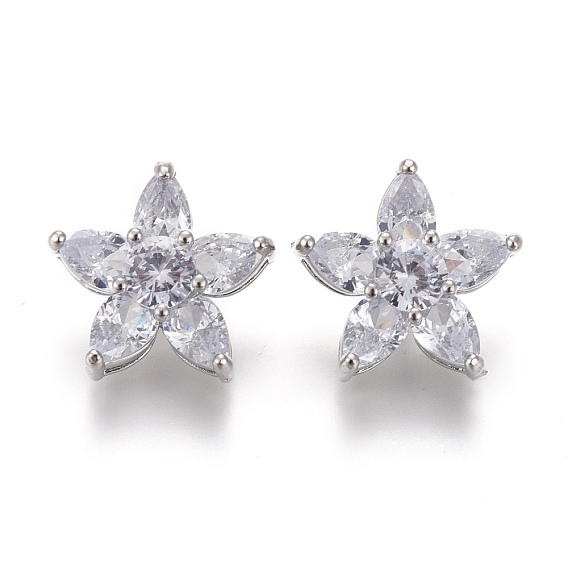 Пуговицы на хвостовике из латуни с микропейвом и прозрачным кубическим цирконием, звезда