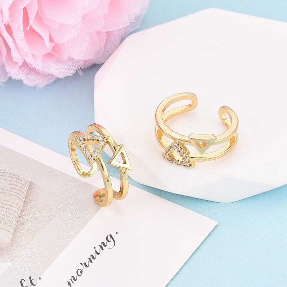 Манжеты из латуни с микро паве кубический цирконий для женщин, треугольные