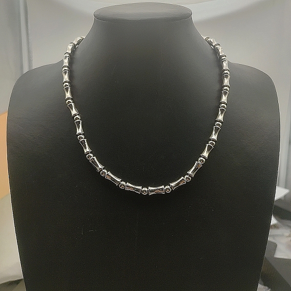 Женское ожерелье из бамбуковых и пластиковых бусин