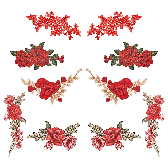 5 пары 5 стиль 3d цветочные аппликации, Компьютеризированная вышивка на ткани для пришивания украшений и аксессуаров