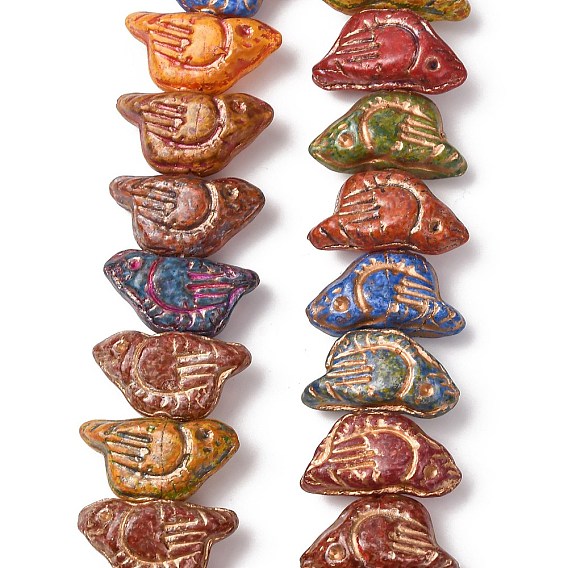 Окрашенные стеклянные бусины , золотой металл обвитыми, птица