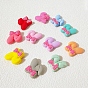 Rabbit Ear with Bowknot Food Grade Eco-Friendly Silicone Focal Beads, Silicone Teething Beads