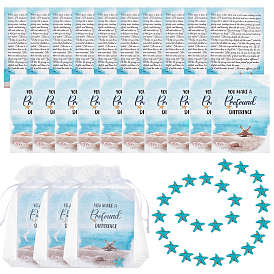 Olycraft DIY Starfish Smiling Wisdom Thank You Gift Kit, Inicluding Starfish Synthetic Turquoise Beads, Paper Card, Organza Gift Bags