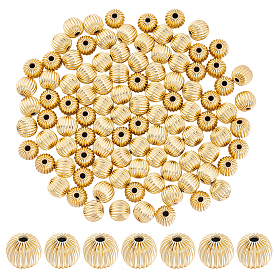 100Stück Messing geriffelte Perlen, Nickel frei, Runde