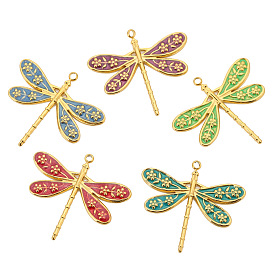 Stainless Steel Pendants, with Enamel, Golden, Dragonfly Charm