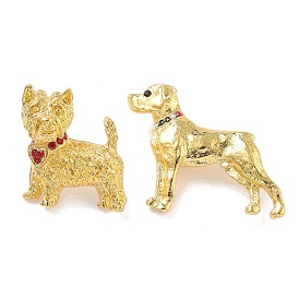 Cute Puppy Brooch, Golden Aolly with Rhinestone Lapel Pins