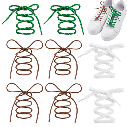4 пар 3 моделей шнурков из полиэстера и вощеного шнура, круглые