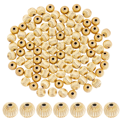 100Stück Messing geriffelte Perlen, Nickel frei, Runde