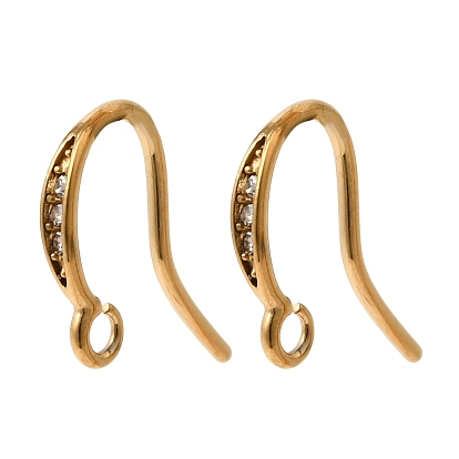 304 крючки для сережек из нержавеющей стали со стразами, ионное покрытие (ip), плоская дужка для уха с петлей