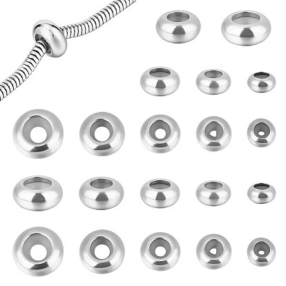 50шт 5 стиль 201 и 304 бусины из нержавеющей стали, с резиной внутри, ползунки, рондель