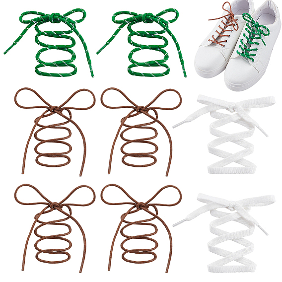 4 пар 3 моделей шнурков из полиэстера и вощеного шнура, круглые