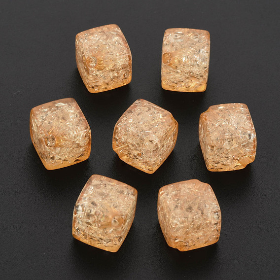 Transparent Crackle Acrylic Beads, Cube