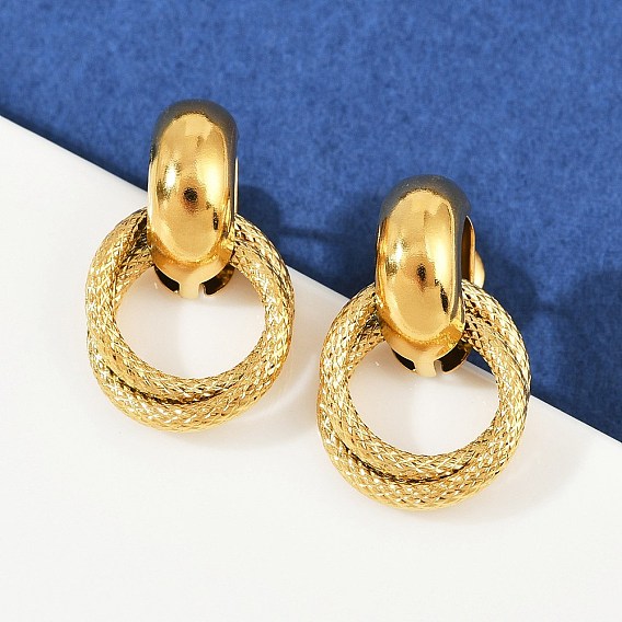 304 Серьги-гвоздики с двойным кольцом из нержавеющей стали