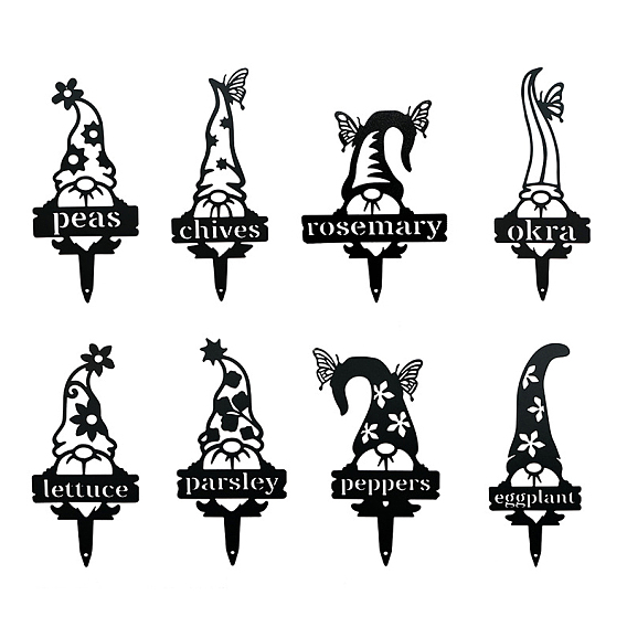 Заводская этикетка, Металлический садовый кол гнома/гнома на тему Хэллоуина, грунтовая вставка декор