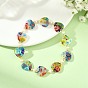 Handmade Millefiori Lampwork Heart & Natural Pearl Beaded Stretch Bracelets, Golden