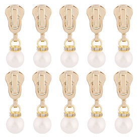 10 шт. круглые акриловые жемчужные и сплавные бегунки для молний, аксессуары для замены молнии, для чемодана, пакет, костюм