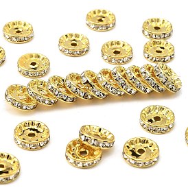 Латунные бусины разделители для поставки стразов, класс А, прямой фланец, золото , рондель