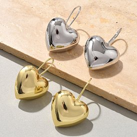 Сердце латунь болтаться серьги, без кадмия и без свинца, стойки покрытие