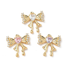 Латунные микро проложить кубического циркония подвески, бантом, реальный 18 k позолоченный