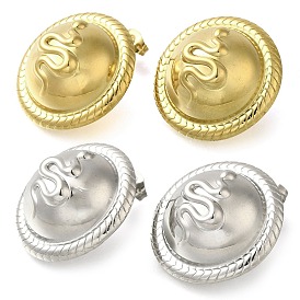 304 Stainless Steel Flat Round with Snake Stud Earrings