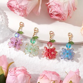 Подвесные украшения из искусственного лунного камня и стекла, с 304 из нержавеющей стали Lobster Claw застежками