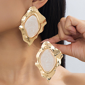 Boucles d'oreilles en alliage d'émail pour femmes, nuggets, or