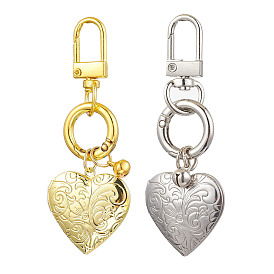 2Pcs 2 Colors 316 Stainless Steel Heart Locket Pendant Decorations, Alloy Clasps Charm for Bag Ornaments