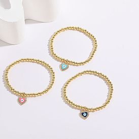 Eye-catching 14K Gold-plated Copper Bead Bracelet with Zircon Stones for Women