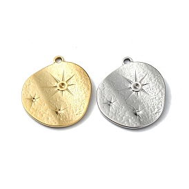 304 Настройки горный хрусталь из нержавеющей стали кулон, плоско-круглые