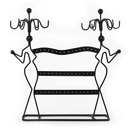 Lady Iron Earrings Storage Rack, Three Layers Necklaces Display Holder, Jewelry Storage Stands