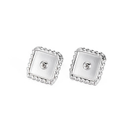 304 Stainless Steel Rhombus Stud Earrings with Crystal Rhinestone for Woman