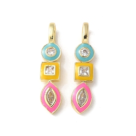 Латунные микро проложить кубического циркония подвески, геометрические чары, с эмалью, стойки покрытие, долговечный, без кадмия и без свинца