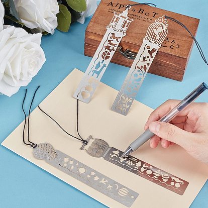 Unicraftale Stainless Steel Drawing Stencil, Hollow Hand Accounts Ruler Templat, For DIY Scrapbooking, Mixed Shapes