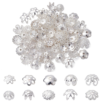 100 шт. 10 стили латунные колпачки для бусин, цветок