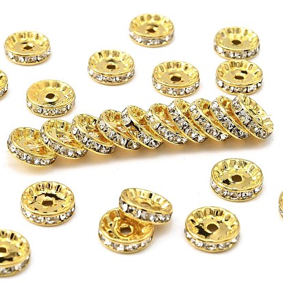 Латунные бусины разделители для поставки стразов, класс А, прямой фланец, золото , рондель