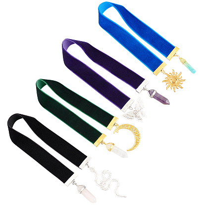 Бархатные закладки с подвеской в виде змеи/солнца/бабочки/луны, натуральный розовый кварц / кристалл кварца / аметист / краситель двухцветный хрустальный кулон-закладка