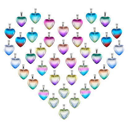 40pcs 10 Farben handgemachte Lampwork-Anhänger, Herzanhänger